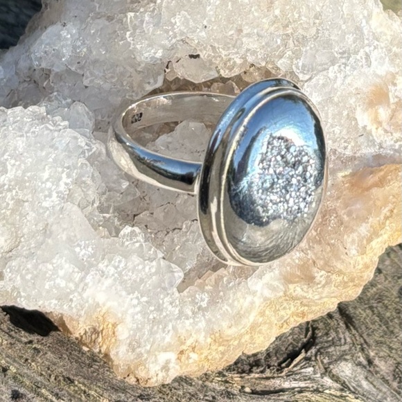 Platinum Aura Druzy Ring